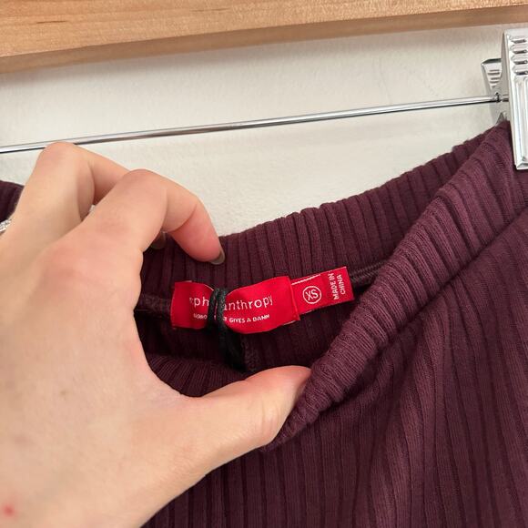 n:Philanthropy Ribbed Knit High Rise Pull On Wide Leg Pants Red XS NWT - Picture 6 of 9